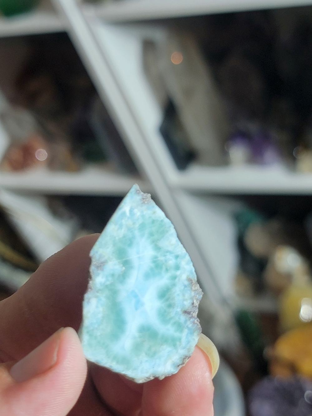Natural Blue-Green Larimar Stone Slice